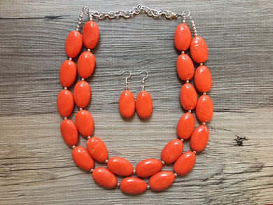 Orange Statement Necklace, Chunky Beaded Necklace, Orange Jewelry, Fall Jewelry, Fall Necklace, spring Necklace, orange beaded necklace