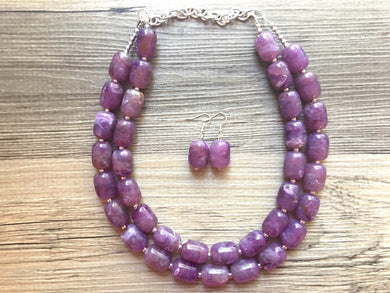 Royal Purple Statement Necklace, Double Strand Chunky Beaded Necklace, purple Jewelry, Spring Jewelry, purple Necklace, purple beaded