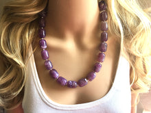 Load image into Gallery viewer, Royal Purple Statement Necklace, Single Strand Chunky Beaded Necklace, purple Jewelry, Spring Jewelry, purple Necklace, purple beaded