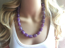 Load image into Gallery viewer, Royal Purple Statement Necklace, Single Strand Chunky Beaded Necklace, purple Jewelry, Spring Jewelry, purple Necklace, purple beaded