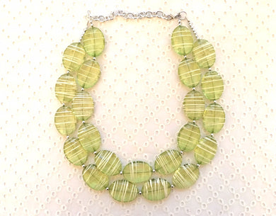 Lime Green statement necklace, chunky green necklace, double strand necklace, lime green jewelry, beaded jewelry, everyday necklace, green