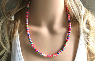 Rainbow Beaded Necklace, Colorful Jewelry, Chunky statement necklace, beaded necklace, rainbow jewelry baby, color block necklace