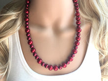 Load image into Gallery viewer, Maroon Soiree Necklace, single strand Statement Jewelry, red Statement Necklace, deep red Wedding Bridesmaid Jewelry, burgundy marsala