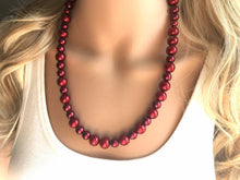 Load image into Gallery viewer, Maroon Soiree Necklace, single strand Statement Jewelry, red Statement Necklace, deep red Wedding Bridesmaid Jewelry, burgundy marsala