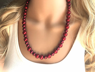 Maroon Soiree Necklace, single strand Statement Jewelry, red Statement Necklace, deep red Wedding Bridesmaid Jewelry, burgundy marsala