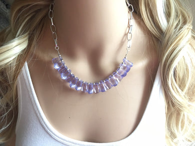 Pale Purple Chunky Statement Necklace single Strand Beaded Jewelry, lilac lavendar jewelry bridesmaid bib wedding periwinkle