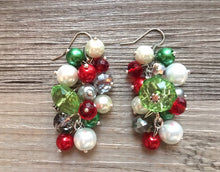 Load image into Gallery viewer, Christmas earrings, Red Silver Green and BLING! Holiday Jewelry, Christmas Jewelry, Red Green Jewelry, Christmas Gift Christmas Present