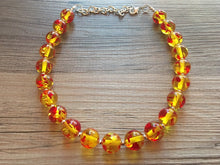 Load image into Gallery viewer, Firey Marigold Chunky Statement Necklace, Big beaded jewelry, red orange Statement Necklace, Bib necklace, yellow bridesmaid wedding