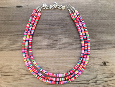 Rainbow Beaded Necklace, Colorful Jewelry, Chunky statement necklace, beaded necklace, rainbow jewelry baby, color block necklace