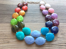 Load image into Gallery viewer, Rainbow Beaded Necklace, Colorful Jewelry, Chunky statement necklace, big beaded necklace, rainbow jewelry, rainbow baby