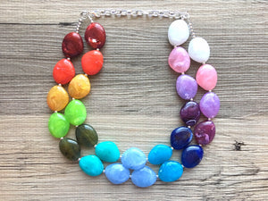 Rainbow Beaded Necklace, Colorful Jewelry, Chunky statement necklace, big beaded necklace, rainbow jewelry, rainbow baby