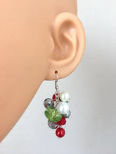 Load image into Gallery viewer, Christmas earrings, Red Silver Green and BLING! Holiday Jewelry, Christmas Jewelry, Red Green Jewelry, Christmas Gift Christmas Present