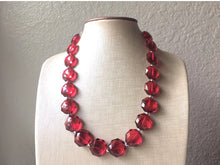 Load image into Gallery viewer, Dark red Maroon Single Strand statement necklace, dark red big beaded chunky jewelry, fall statement necklace, South Carolina florida