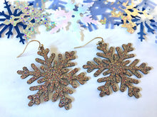 Load image into Gallery viewer, Rosegold Snowflake Stocking Stuffer Christmas earrings, Holiday Jewelry, Christmas Jewelry Jewelry, Christmas Gift Christmas Present