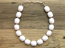 Load image into Gallery viewer, White Statement Necklace Jewelry Set, Chunky Jewelry Big Beaded single Strand Necklace, bracelet earrings white Jewelry Set Silver