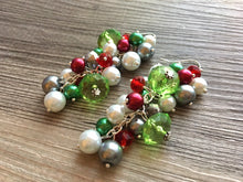 Load image into Gallery viewer, Christmas earrings, Red Silver Green and BLING! Holiday Jewelry, Christmas Jewelry, Red Green Jewelry, Christmas Gift Christmas Present