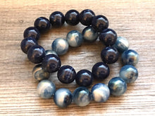 Load image into Gallery viewer, Blue 2 stretch bracelets, beaded jewelry, bead stretchy bracelet, rainbow friendship arm candy stacking navy blue royal dark blue