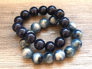 Blue 2 stretch bracelets, beaded jewelry, bead stretchy bracelet, rainbow friendship arm candy stacking navy blue royal dark blue