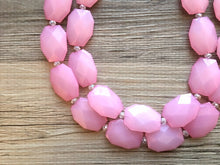 Load image into Gallery viewer, Blush Pink beaded statement chunky necklace, baby pink necklace, light pink necklace, pink bridesmaid, pink beaded necklace