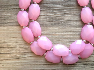 Blush Pink beaded statement chunky necklace, baby pink necklace, light pink necklace, pink bridesmaid, pink beaded necklace