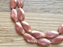 Load image into Gallery viewer, Big Bead Dusty Rose Necklace, Double Strand Statement Jewelry,Chunky bib bridesmaid or everyday bubble jewelry champagne brown tan