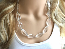 Load image into Gallery viewer, Chunky Clear Crystal Statement Necklace, Single Faceted Everyday neutral jewelry, statement necklace, silver accents chunky bib necklace