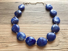 Load image into Gallery viewer, Royal Blue Statement Necklace Jewelry Set, Chunky Jewelry Big Beaded Single Strand Necklace, blue Necklace, dark blue Jewelry Set