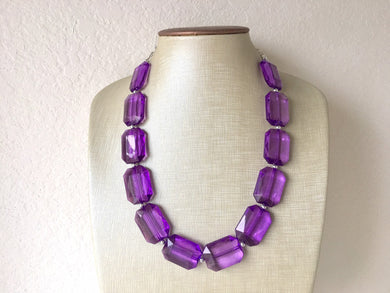Purple Single Strand Big Beaded Statement Necklace, purple Jewelry, purple beaded necklace, purple bridesmaid necklace jewelry, drop earring