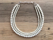 Load image into Gallery viewer, Graduated Women&#39;s White Pearl Statement Necklace, Big Pearl Necklace, White Necklace, Bridesmaid jewelry wedding statement necklace