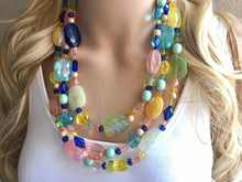 Load image into Gallery viewer, Colorful Statement Necklace, Soft tone Beaded Necklace, Chunky bib necklace, pastel necklace, pastel jewelry, bridesmaid necklace