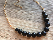 Load image into Gallery viewer, SALE! Simple black statement necklace, black necklace, gold necklace, bib chunky single strand necklace, gold and black jewelry