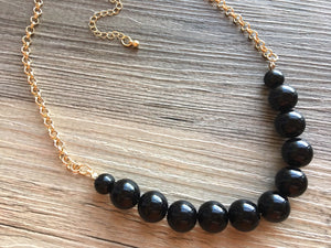 SALE! Simple black statement necklace, black necklace, gold necklace, bib chunky single strand necklace, gold and black jewelry