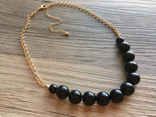 Load image into Gallery viewer, SALE! Simple black statement necklace, black necklace, gold necklace, bib chunky single strand necklace, gold and black jewelry