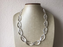 Load image into Gallery viewer, Chunky Clear Crystal Statement Necklace, Single Faceted Everyday neutral jewelry, statement necklace, silver accents chunky bib necklace