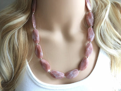 Big Bead Dusty Rose Necklace, Single Strand Statement Jewelry,Chunky bib bridesmaid or everyday bubble jewelry champagne brown tan