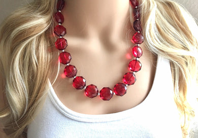 Dark red Maroon Single Strand statement necklace, dark red big beaded chunky jewelry, fall statement necklace, South Carolina florida
