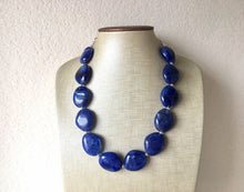 Load image into Gallery viewer, Royal Blue Statement Necklace Jewelry Set, Chunky Jewelry Big Beaded Single Strand Necklace, blue Necklace, dark blue Jewelry Set