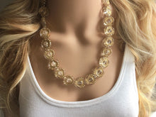 Load image into Gallery viewer, Gold NAUTICAL chunky statement necklace, big beaded jewelry gifts for women bib jewelry Single Strand gold Nugget and clear resin beaded