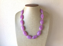 Load image into Gallery viewer, Purple Lavender Chunky Statement Necklace, Big beaded jewelry, single Strand Statement Necklace, Bib necklace, bridesmaid wedding, lilac