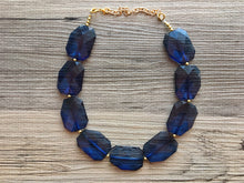 Load image into Gallery viewer, Navy Blue Chunky Statement Necklace, double strand necklace, blue necklace, dark blue necklace, navy blue wedding, bridesmaid necklace