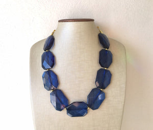 Navy Blue Chunky Statement Necklace, double strand necklace, blue necklace, dark blue necklace, navy blue wedding, bridesmaid necklace