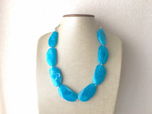 Load image into Gallery viewer, Big Bead light Blue Necklace, single Strand Statement Jewelry, pool carribbean Chunky bib bridesmaid or everyday bubble jewelry