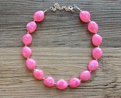 Bubblegum Statement Necklace Jewelry Set, Chunky Jewelry Big Beaded 1 Strand Necklace, pink Necklace, pink Jewelry Set earrings bracelet