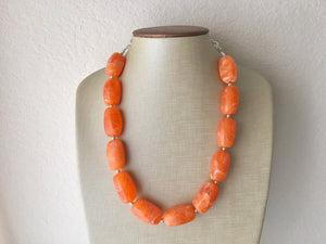 Orange Clementine Single Strand Big Beaded Statement Necklace, orange Jewelry, orange beaded necklace, orange bridesmaid necklace jewelry