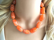 Load image into Gallery viewer, Orange Clementine Single Strand Big Beaded Statement Necklace, orange Jewelry, orange beaded necklace, orange bridesmaid necklace jewelry