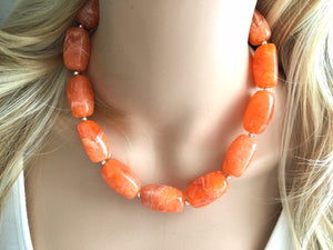 Orange Clementine Single Strand Big Beaded Statement Necklace, orange Jewelry, orange beaded necklace, orange bridesmaid necklace jewelry