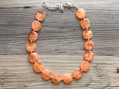 Orange Clementine Single Strand Big Beaded Statement Necklace, orange Jewelry, orange beaded necklace, orange bridesmaid necklace jewelry