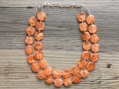 Orange Clementine Single Strand Big Beaded Statement Necklace, orange Jewelry, orange beaded necklace, orange bridesmaid necklace jewelry