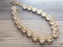 Load image into Gallery viewer, Gold NAUTICAL chunky statement necklace, big beaded jewelry gifts for women bib jewelry Single Strand gold Nugget and clear resin beaded