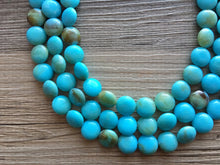 Load image into Gallery viewer, Turquoise &amp; Brown Beaded statement necklace, extra chunky graduated bead blue green jewelry, blue necklace jewelry, green earrings